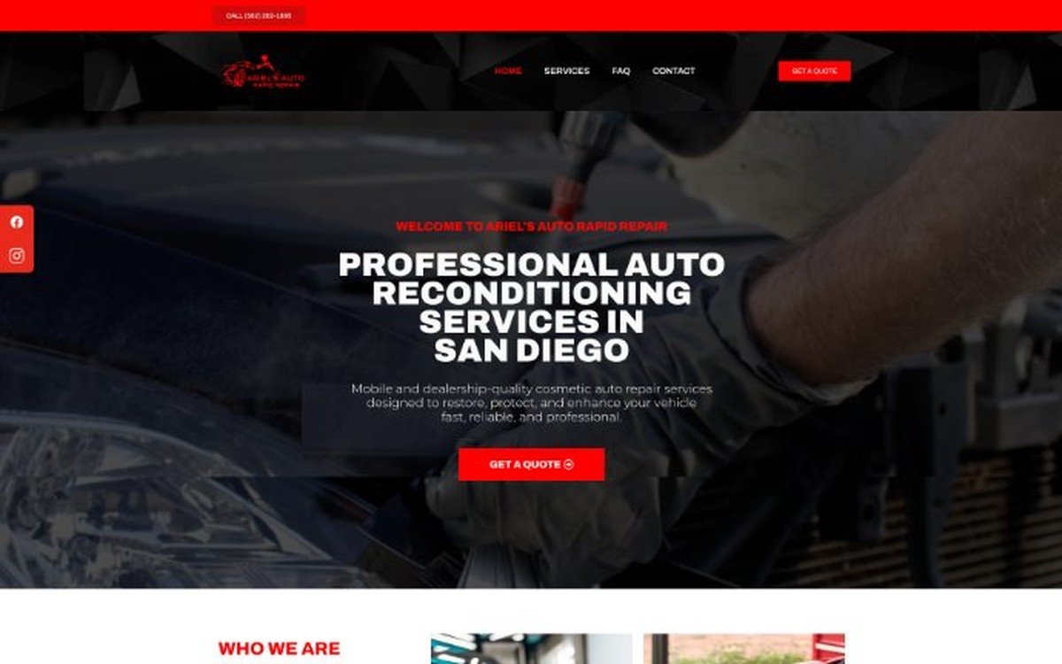 Ariel's Auto Rapid Repair website