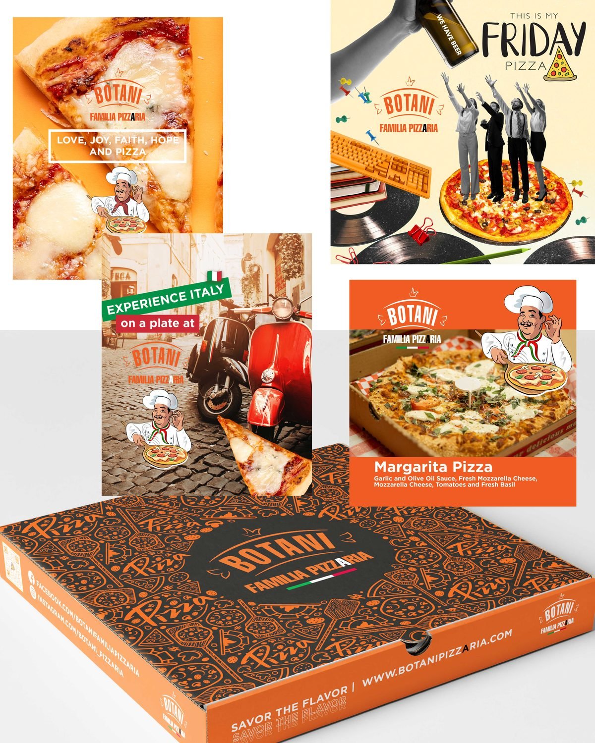 Botani Familia Pizzaria campaign and packaging