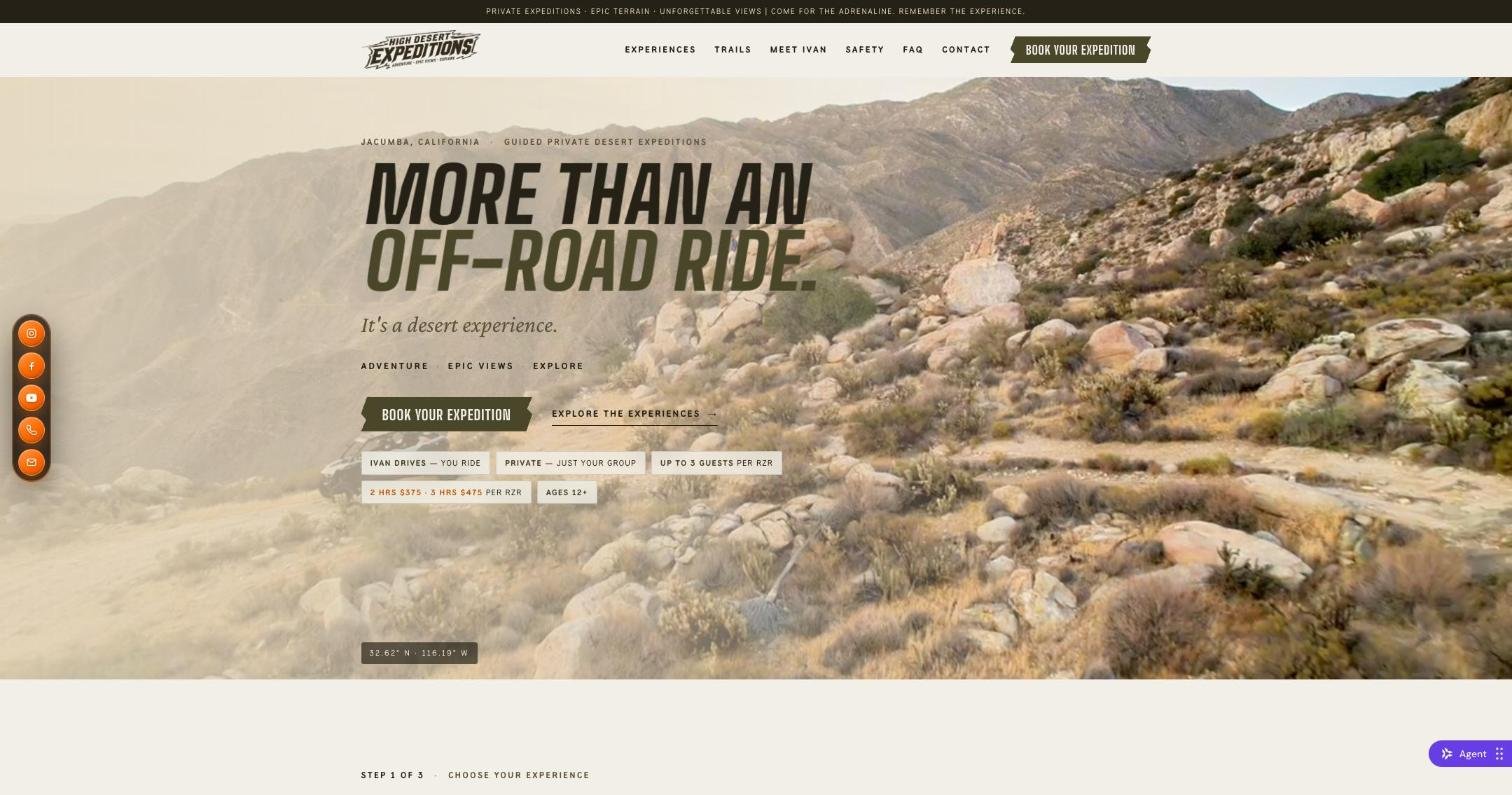 High Desert Expeditions website homepage