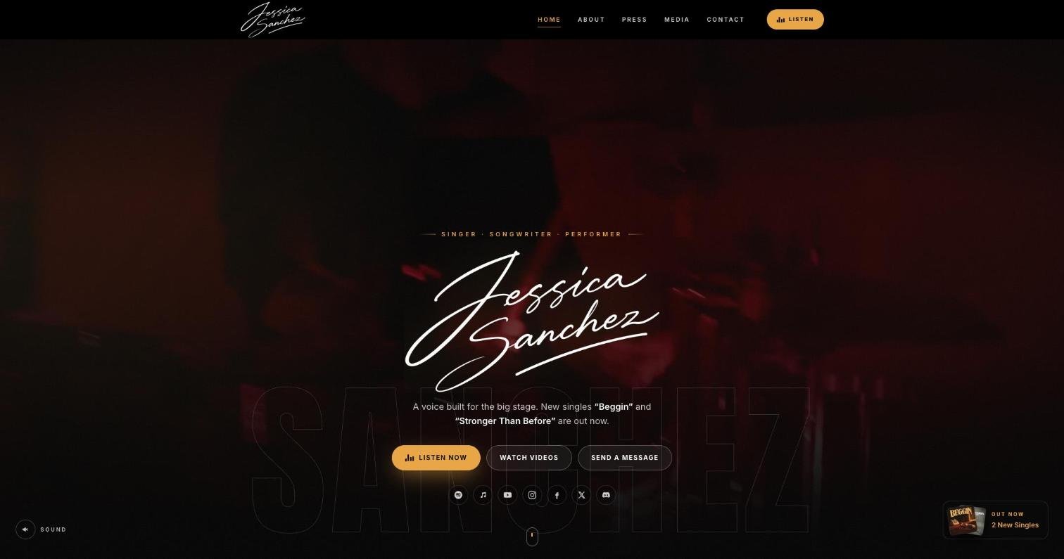 Jessica Sanchez singer website homepage