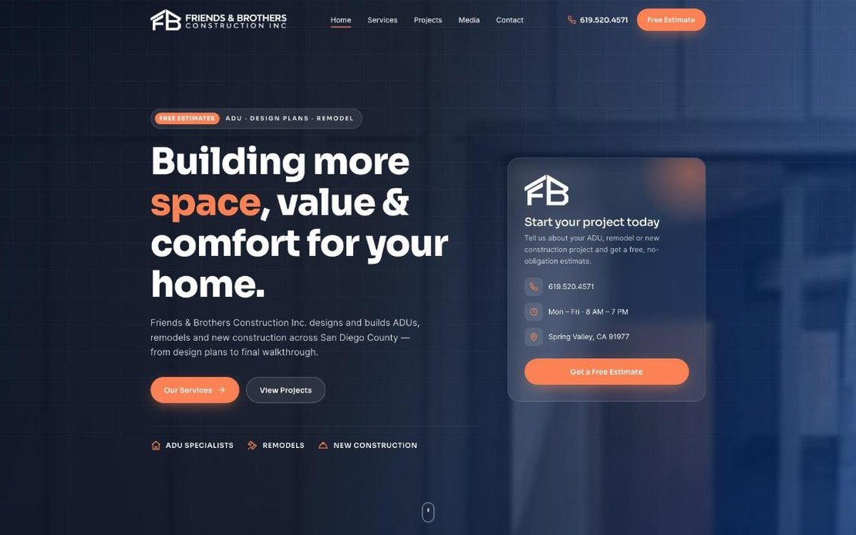 Friends & Brothers Construction website